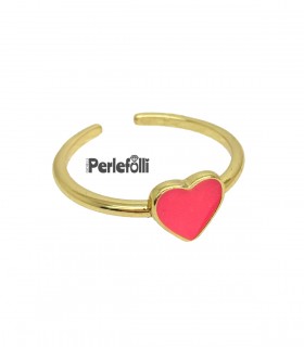 Anello Cuore Rosa Smaltato