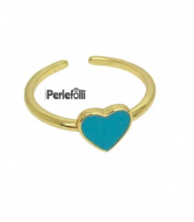 Anello Cuore Azzurro Smaltato