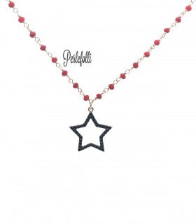 Collana Stella con Zirconi Neri Argento 925 Rosé