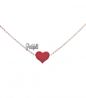 Bracciale Cuore Rosso Smaltato Argento 925 Oro Rosa