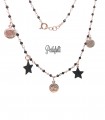 Collana Rosario con Monete e Stelle Nere Argento 925 Rosé