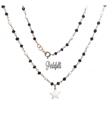 Collana Rosario con Stella Bianca Argento 925 Rosé