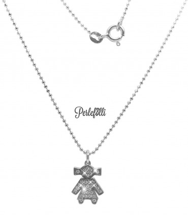 Collana Bimba con Zirconi Argento 925 Rodio