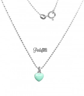 Collana Cuore Verde Menta Argento 925 Rodiato