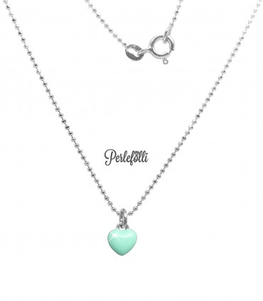 Collana Cuore Verde Menta Argento 925 Rodiato