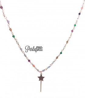 Collana Rosario con Bacchetta Magica Argento 925 Rosé