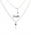 Collana Bacchetta Magica con Zirconi Neri Argento 925 Rosé