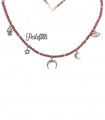Collana Falce di Luna con Ciondoli e Rondelle Rosse