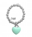 Anello Palline Cuore Verde Menta Argento 925 Rodiato