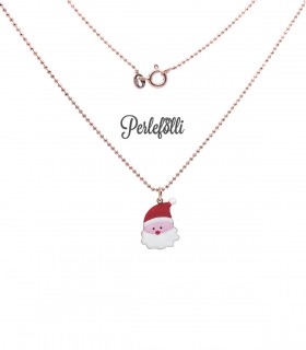 Collana Babbo Natale Smaltato Argento 925 Rosé
