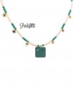 Collana Quadrato Smaltato Verde con Stelle