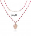 Collana Cuore Sacro con Pietre Rosse Argento 925 Rosé