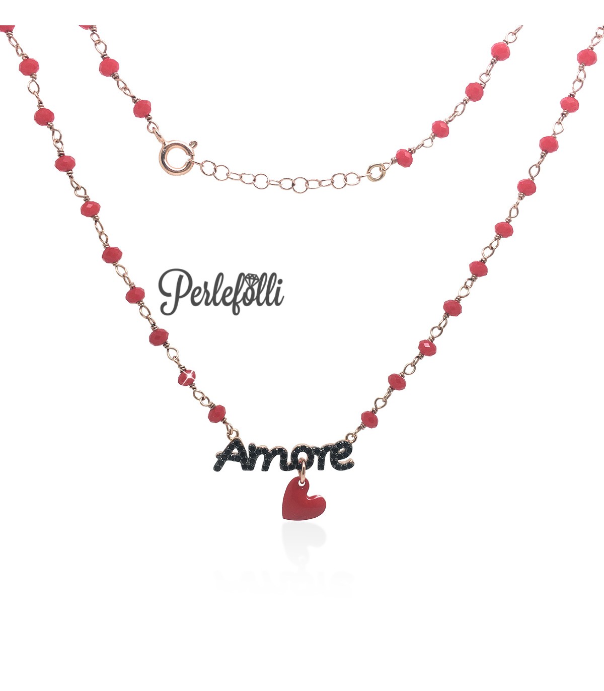 Collana Cuore Rosso Argento 925 Rosé