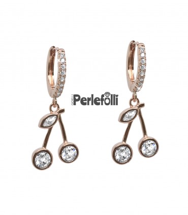 Orecchini Cerises Ciliegie Argento 925 Rosé con Zirconi Crystal
