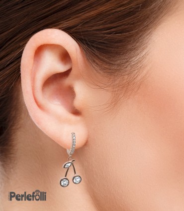 Orecchini Cerises Ciliegie Argento 925 Rosé con Zirconi Crystal