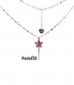 Collana Bacchetta Magica Grande Rosa Glitter Argento 925 Rosé