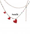 Collana Cuori Rossi Argento 925 Rosé