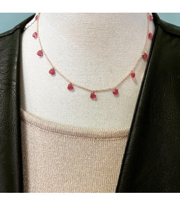 Collana Cuori di Zirconi Ruby Argento 925 Rosé