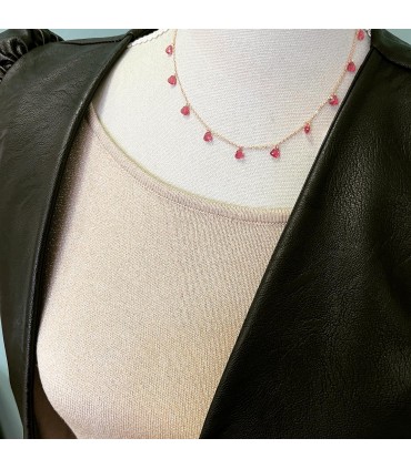 Collana Cuori di Zirconi Ruby Argento 925 Rosé