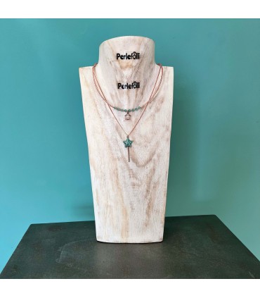 Collana Bacchetta Magica Grande Verde Glitter Argento 925 Rosé