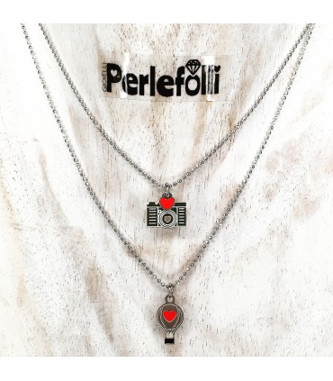 Collana Macchina Fotografica con Cuore Argento 925