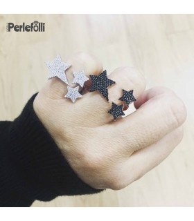 Anello Stelle con Zirconi Neri Argento 925 Rosé