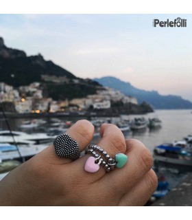 Anello Palline Cuore Rosa Argento 925 Rodiato