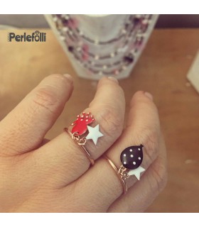 Anello Polpo Rosso con Stella Bianca Argento 925 Rosé