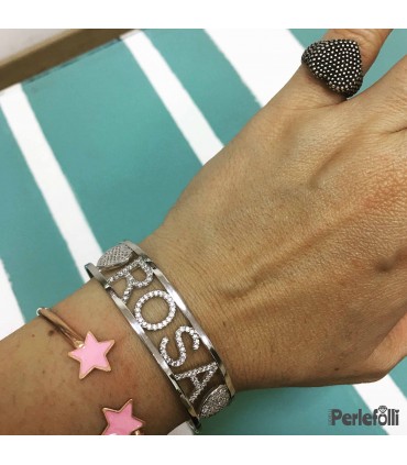 Bracciale Schiava con Nome Zirconi Argento 925 Rodiato