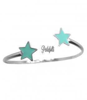 Bracciale Stelle Smaltate Turchesi Argento 925 Rodiato