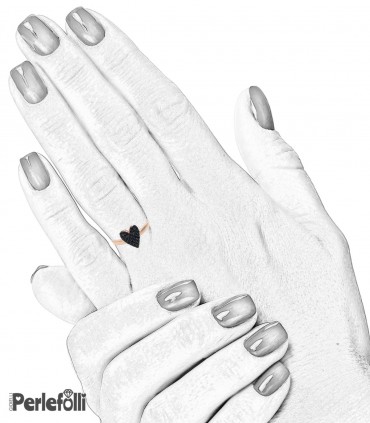Anello Cuore Allungato con Zirconi Neri Argento 925 Rosé