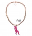 Bracciale Palline Dinosauro Fucsia Argento 925 Rosé