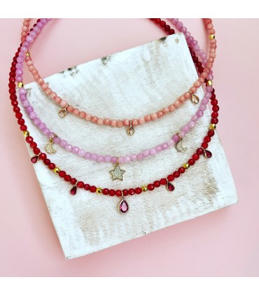 Collana Gocce con Pietre Dure Rosse